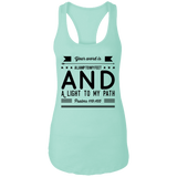 Bible Verses Ladies Ideal Racerback Tank - "Psalm 119:105" Design 14 (Black Font) - Meditate Healing Christian Store