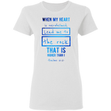 Bible Verses Ladies' 5.3 oz. T-Shirt - "Psalm 61:2" Design 5 - Meditate Healing Christian Store