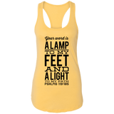 Bible Verses Ladies Ideal Racerback Tank - "Psalm 119:105" Design 4 (Black Font) - Meditate Healing Christian Store