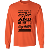 Bible Verse Long Sleeve  Ultra Cotton T-Shirt - "Psalm 119:105" Design 15 (Black Font) - Meditate Healing Christian Store