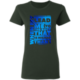 Bible Verses Ladies' 5.3 oz. T-Shirt - "Psalm 61:2" Design 20 - Meditate Healing Christian Store