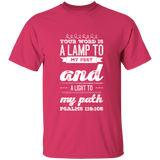 Bible Verse Men 5.3 oz. T-Shirt - "Psalm 119:105" Design 17 (White Font) - Meditate Healing Christian Store