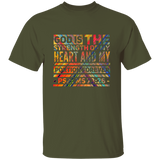 Bible Verse Men 5.3 oz. T-Shirt - "Psalm 73:26" Design 5 - Meditate Healing Christian Store