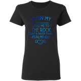 Bible Verses Ladies' 5.3 oz. T-Shirt - "Psalm 61:2" Design 17 - Meditate Healing Christian Store