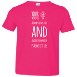 Bible Verse Toddler Jersey T-Shirt - "Psalm 119:105" Design 19 (White Font) - Meditate Healing Christian Store