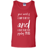 Bible Verse Men 100% Cotton Tank Top - "Psalm 119:105" Design 9 (White Font) - Meditate Healing Christian Store