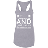 Bible Verse Ladies Ideal Racerback Tank - "Psalm 119:105" Design 14 (White Font) - Meditate Healing Christian Store