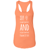 Bible Verse Ladies Ideal Racerback Tank - "Psalm 119:105" Design 19 (White Font) - Meditate Healing Christian Store