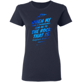 Bible Verses Ladies' 5.3 oz. T-Shirt - "Psalm 61:2" Design 14 - Meditate Healing Christian Store
