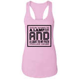 Bible Verses Ladies Ideal Racerback Tank - "Psalm 119:105" Design 12 (Black Font) - Meditate Healing Christian Store