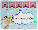 Hope Inspiring Kids Snuggly Blanket - I Am A Child Of God ~John 1:12~ (Design: Giraffe 2)