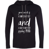 Bible Verse Men Long Sleeve T-Shirt Hoodie - "Psalm 119:105" Design 9 (White Font) - Meditate Healing Christian Store