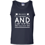 Bible Verse Men 100% Cotton Tank Top - "Psalm 119:105" Design 14 (White Font) - Meditate Healing Christian Store