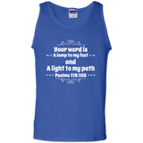 Bible Verse Men 100% Cotton Tank Top - "Psalm 119:105" Design 1 (White Font) - Meditate Healing Christian Store