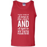 Bible Verse Men 100% Cotton Tank Top - "Psalm 119:105" Design 3 (White Font) - Meditate Healing Christian Store