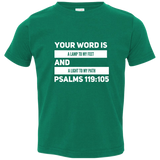 Bible Verse Toddler Jersey T-Shirt - "Psalm 119:105" Design 21 (White Font) - Meditate Healing Christian Store