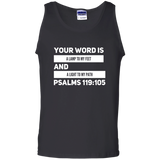 Bible Verse Men 100% Cotton Tank Top - "Psalm 119:105" Design 21 (White Font) - Meditate Healing Christian Store