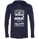 Bible Verse Men Long Sleeve T-Shirt Hoodie - "Psalm 119:105" Design 17 (White Font) - Meditate Healing Christian Store
