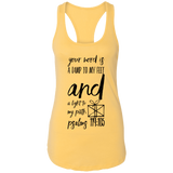 Bible Verses Ladies Ideal Racerback Tank - "Psalm 119:105" Design 18 (Black Font) - Meditate Healing Christian Store