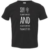 Bible Verse Toddler Jersey T-Shirt - "Psalm 119:105" Design 19 (White Font) - Meditate Healing Christian Store
