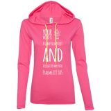 Bible Verse Ladies' Long Sleeve T-Shirt Hoodie - "Psalm 119:105" Design 19 (White Font) - Meditate Healing Christian Store