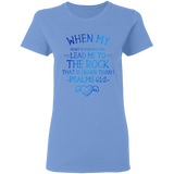 Bible Verses Ladies' 5.3 oz. T-Shirt - "Psalm 61:2" Design 17 - Meditate Healing Christian Store