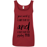 Bible Verses Ladies' 100% Ringspun Cotton Tank Top - "Psalm 119:105" Design 9 (Black Font) - Meditate Healing Christian Store