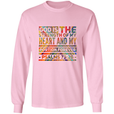 Bible Verse Long Sleeve Ultra Cotton T-Shirt - "Psalm 73:26" Design 5 - Meditate Healing Christian Store