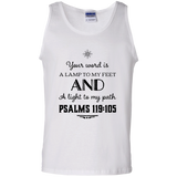 Bible Verse Men 100% Cotton Tank Top - "Psalm 119:105" Design 5 (Black Font) - Meditate Healing Christian Store