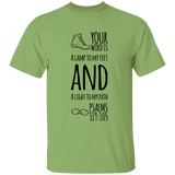 Bible Verse Men 5.3 oz. T-Shirt - "Psalm 119:105" Design 20 (Black Font) - Meditate Healing Christian Store