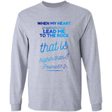 Bible Verse Ladies' Cotton Long Sleeve T-Shirt - Lead Me To The Rock That Is Higher Than I ~Psalms 61:2~ Design 18
