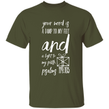 Bible Verse Men 5.3 oz. T-Shirt - "Psalm 119:105" Design 18 (White Font) - Meditate Healing Christian Store