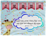 Hope Inspiring Kids Snuggly Blanket - God Has Great Plans For Me ~Jeremiah 29:11~ (Design: Giraffe 2)
