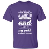 Bible Verse Men 5.3 oz. T-Shirt - "Psalm 119:105" Design 17 (White Font) - Meditate Healing Christian Store