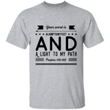 Bible Verse Men 5.3 oz. T-Shirt - "Psalm 119:105" Design 14 (Black Font) - Meditate Healing Christian Store