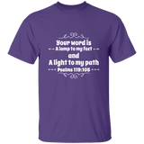 Bible Verse Men 5.3 oz. T-Shirt - "Psalm 119:105" Design 1 (White Font) - Meditate Healing Christian Store