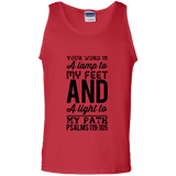 Bible Verse Men 100% Cotton Tank Top - "Psalm 119:105" Design 3 (Black Font) - Meditate Healing Christian Store