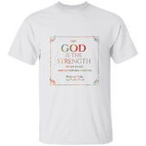 Bible Verse Men 5.3 oz. T-Shirt - "Psalm 73:26" Design 10 - Meditate Healing Christian Store