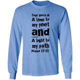 Bible Verse Long Sleeve  Ultra Cotton T-Shirt - "Psalm 119:105" Design 6 (Black Font) - Meditate Healing Christian Store