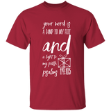 Bible Verse Men 5.3 oz. T-Shirt - "Psalm 119:105" Design 18 (White Font) - Meditate Healing Christian Store