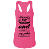 Bible Verses Ladies Ideal Racerback Tank - "Psalm 119:105" Design 17 (Black Font) - Meditate Healing Christian Store