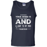 Bible Verse Men 100% Cotton Tank Top - "Psalm 119:105" Design 16 (White Font) - Meditate Healing Christian Store