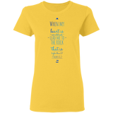 Bible Verses Ladies' 5.3 oz. T-Shirt - "Psalm 61:2" Design 3 - Meditate Healing Christian Store