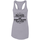 Bible Verses Ladies Ideal Racerback Tank - "Psalm 119:105" Design 1 (Black Font) - Meditate Healing Christian Store