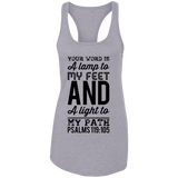 Bible Verses Ladies Ideal Racerback Tank - "Psalm 119:105" Design 3 (Black Font) - Meditate Healing Christian Store