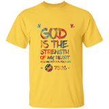 Bible Verse Men 5.3 oz. T-Shirt - "Psalm 73:26" Design 7 - Meditate Healing Christian Store