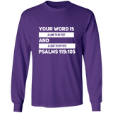 Bible Verse Long Shirt Ultra Cotton T-Shirt - "Psalm 119:105" Design 21 (White Font) - Meditate Healing Christian Store