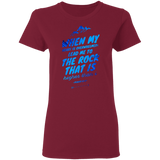 Bible Verses Ladies' 5.3 oz. T-Shirt - "Psalm 61:2" Design 14 - Meditate Healing Christian Store