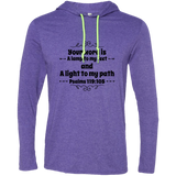 Bible Verse Men Long Sleeve T-Shirt Hoodie - "Psalm 119:105" Design 1 (Black Font) - Meditate Healing Christian Store
