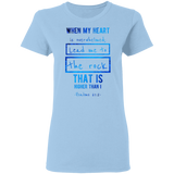 Bible Verses Ladies' 5.3 oz. T-Shirt - "Psalm 61:2" Design 5 - Meditate Healing Christian Store